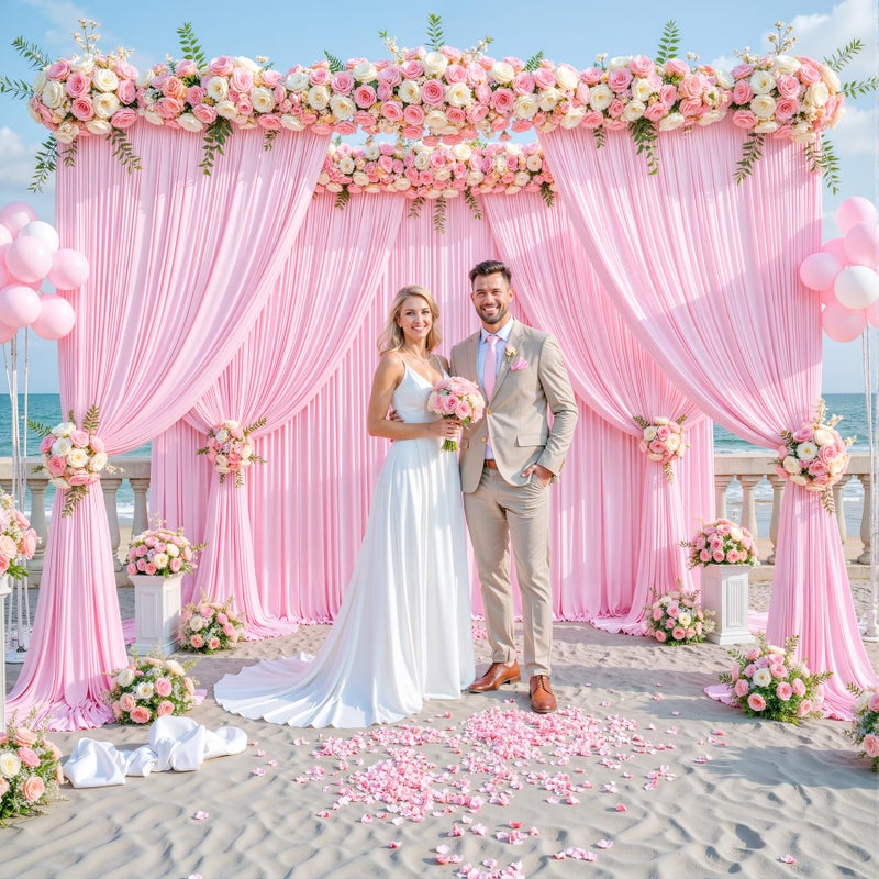 Suppromo 10ft x 7ft Pink Backdrop Curtain for Parties Light Pink Wrinkle Free Backdrop Drapes Panels for Baby Shower Wedding Birthday Photo Gender Reveal Photography Polyester Fabric Background Decoration - Image 4
